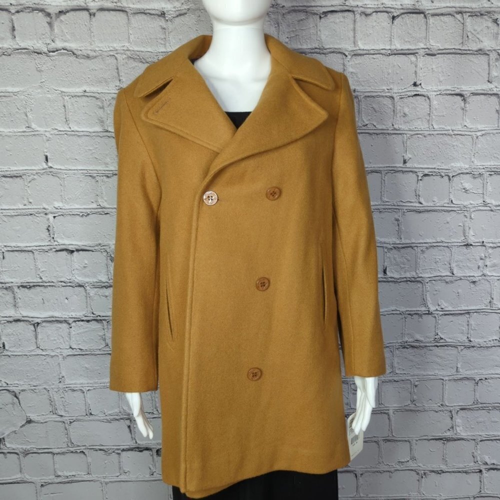 Herman Key Mid Length Brown Wool Blend Coat, Small/Medium, NWT - Picture 2 of 10
